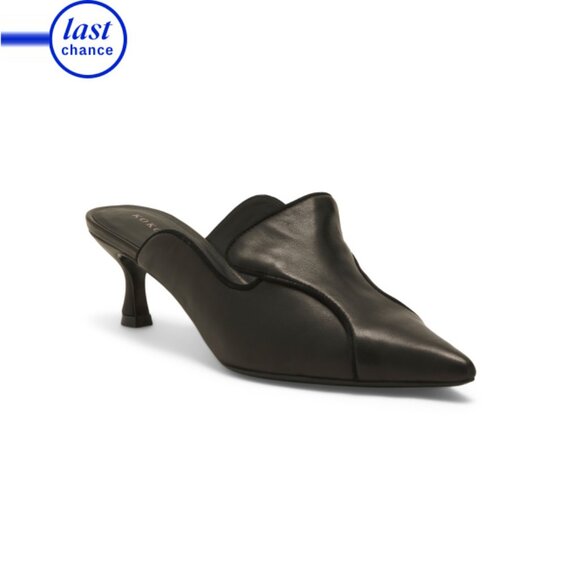 KOKO + PALENKI Black Leather Parker Pointy Toe Heels - Picture 1 of 2